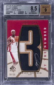 2007-08 Upper Deck SP Authentic "By The Number" #LJ LeBron James Signed Jersey Number Patch Card (#10/25) - BGS NM-MT+ 8.5/BGS 9